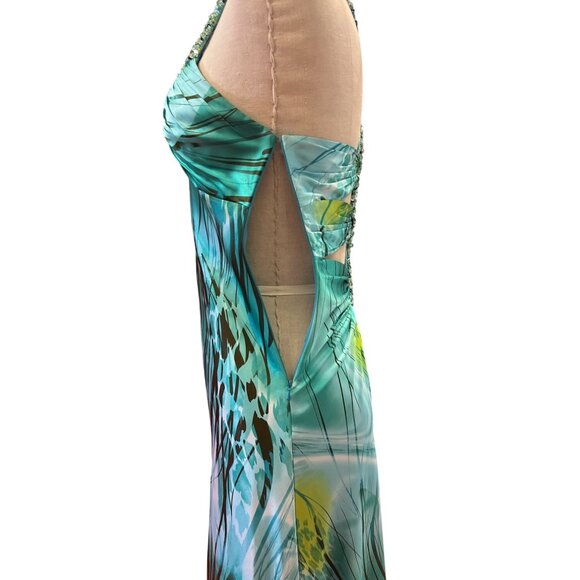 David's Bridal Elegant Sleeveless Beaded Maxi Dress With Back Cutouts Size S - Picture 5 of 12